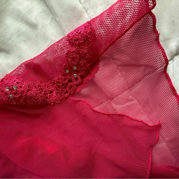 Vintage Victoria’s Secret Mesh Embroidered Babydoll Slip Women’s S Y2K Pink - Picture 7 of 13